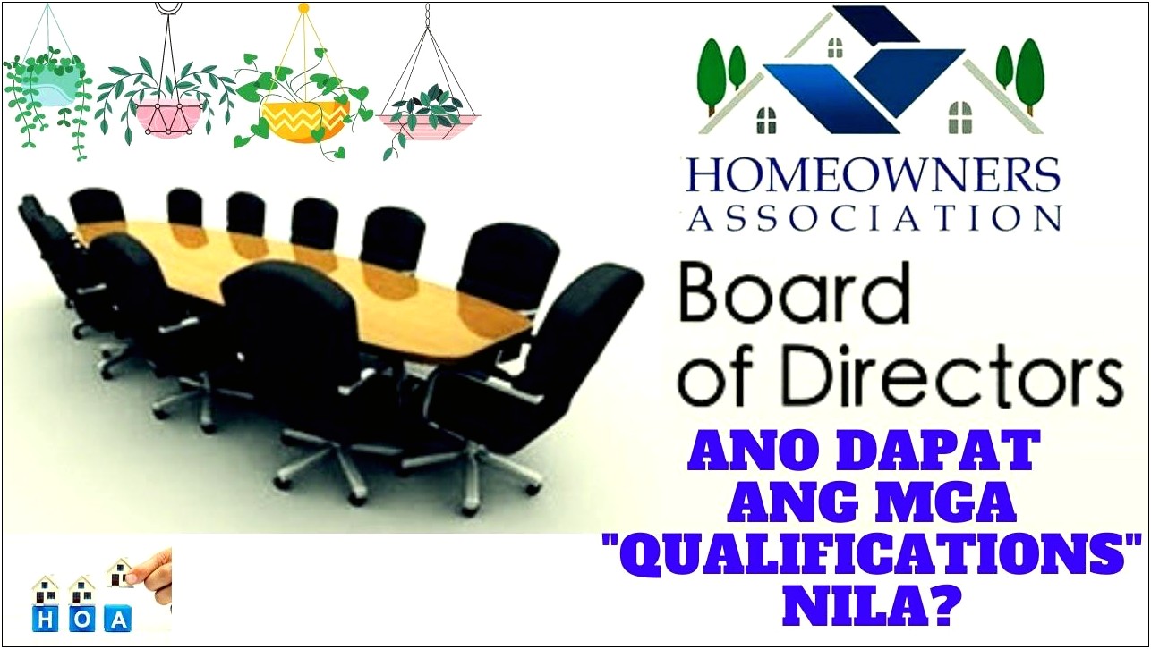 Hoa Board Of Directors Description For Resume