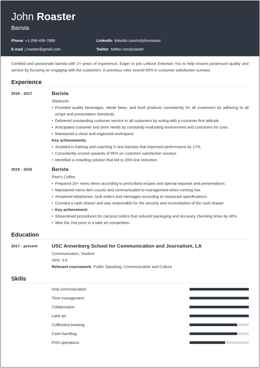 Hobbies And Interest In Resume Sample