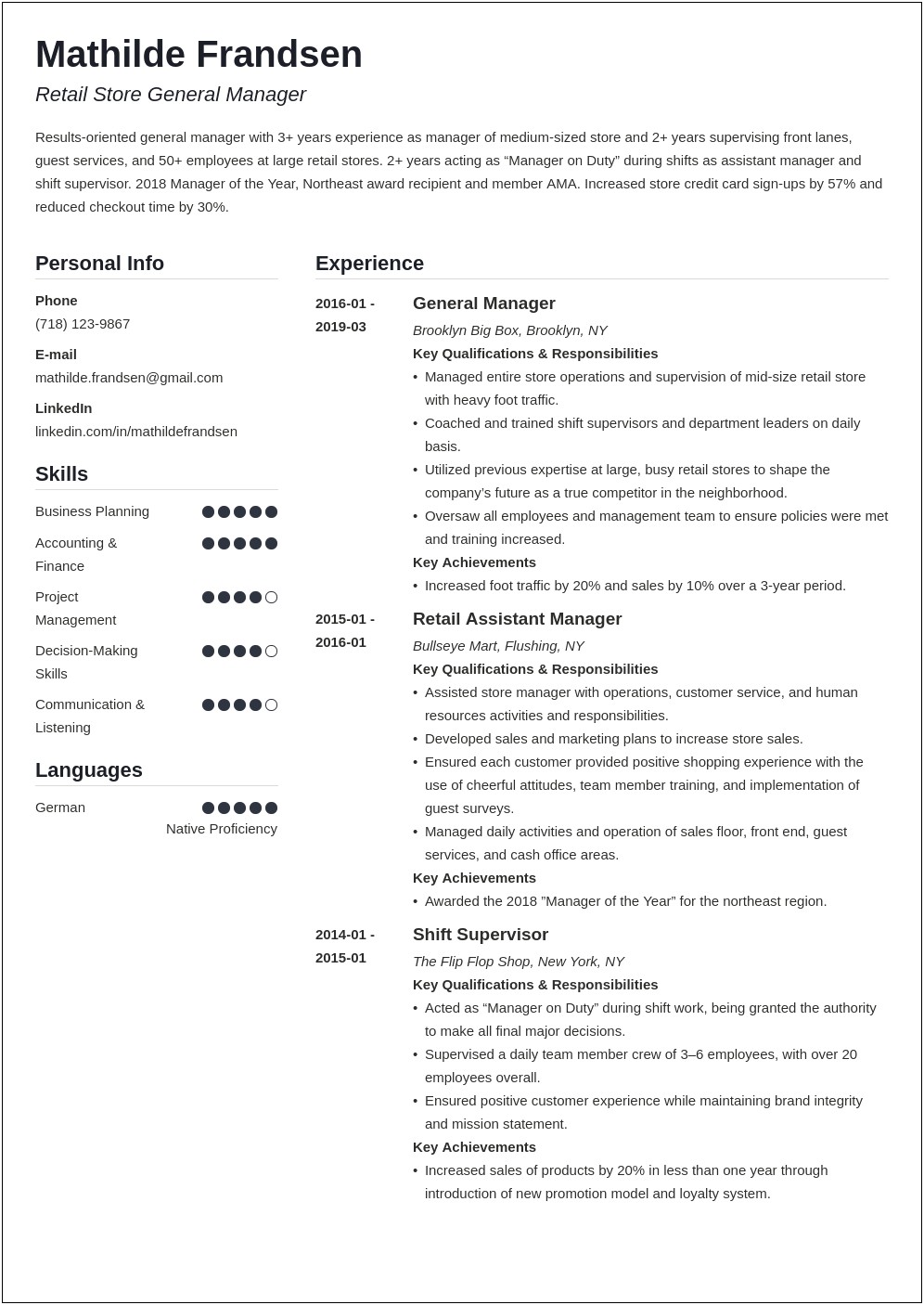 Hotel Assistant General Manager Resume Examples