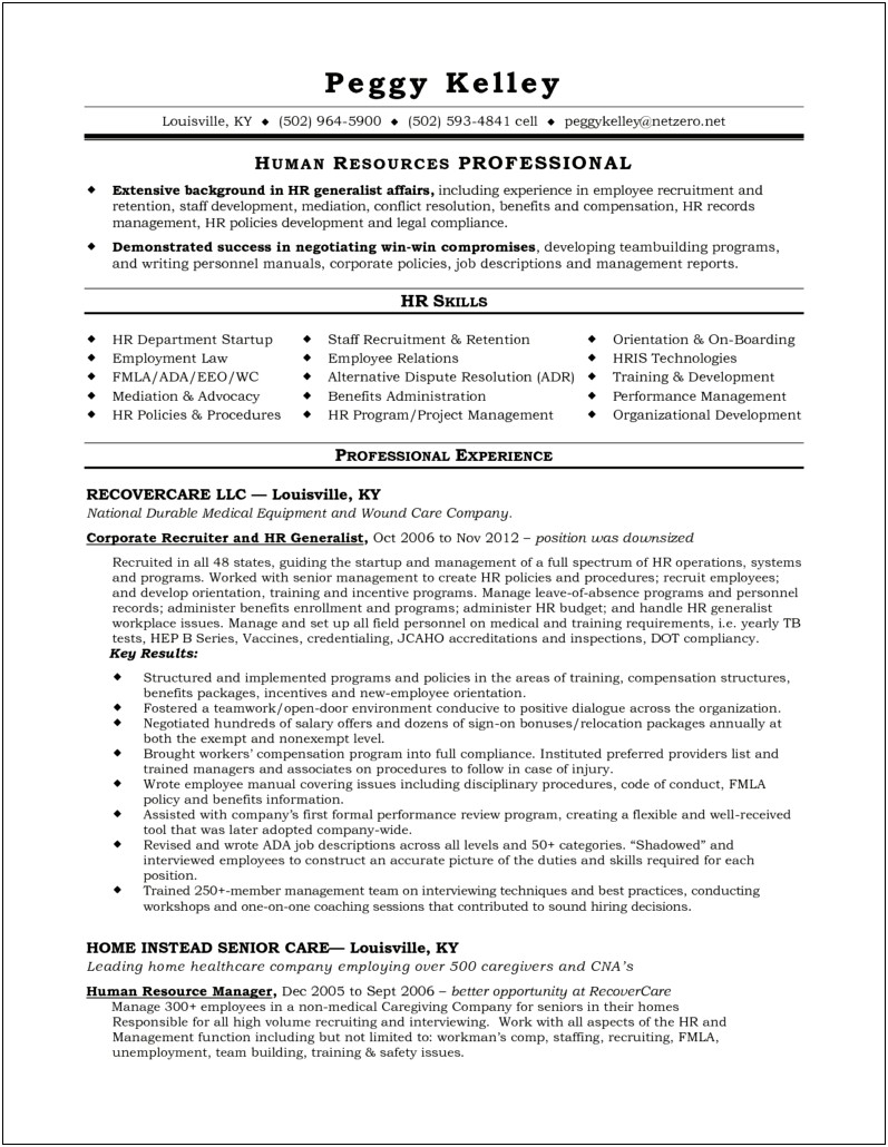 Hr Recruiter Job Description For Resume
