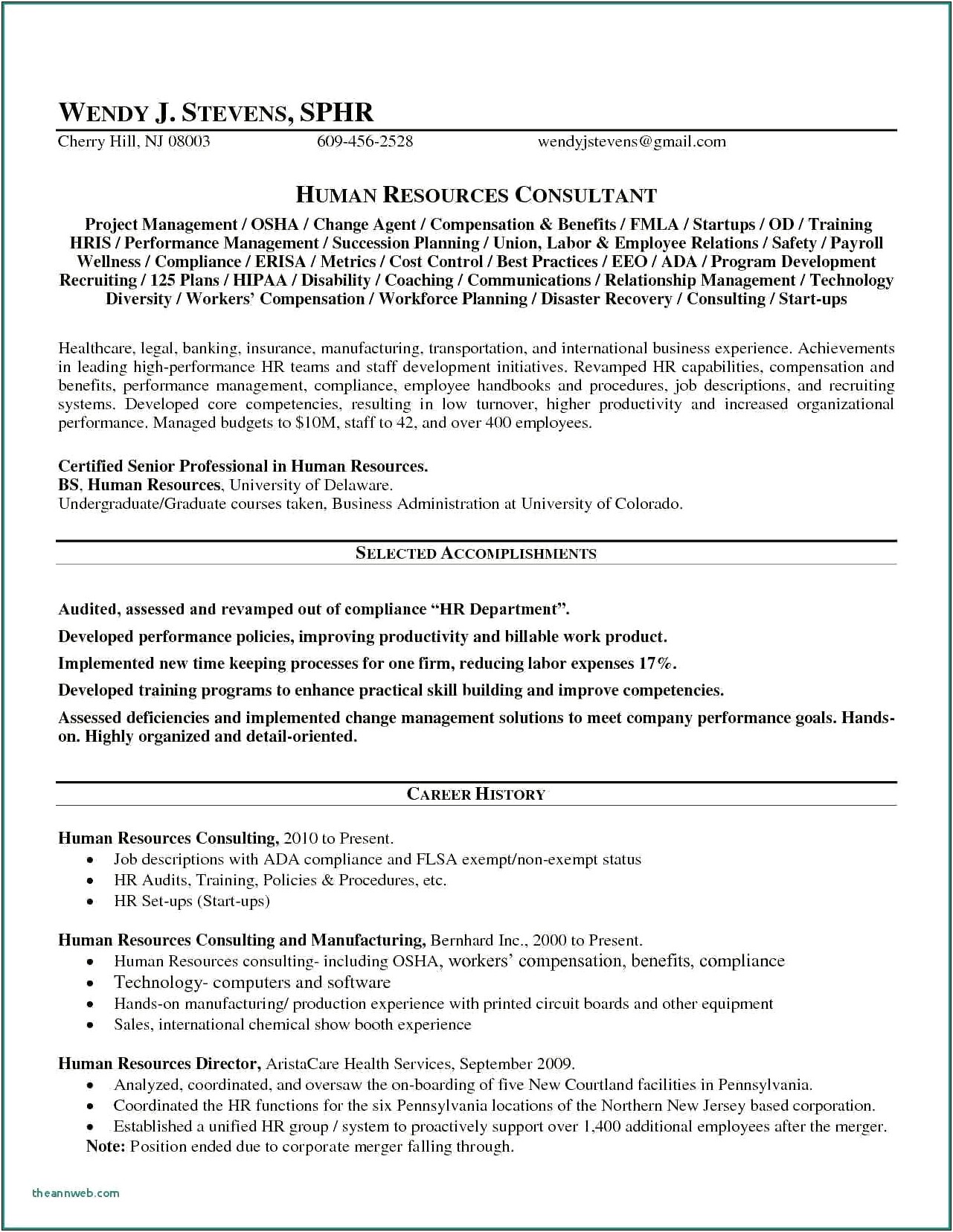Human Resources Director Job Description Resume
