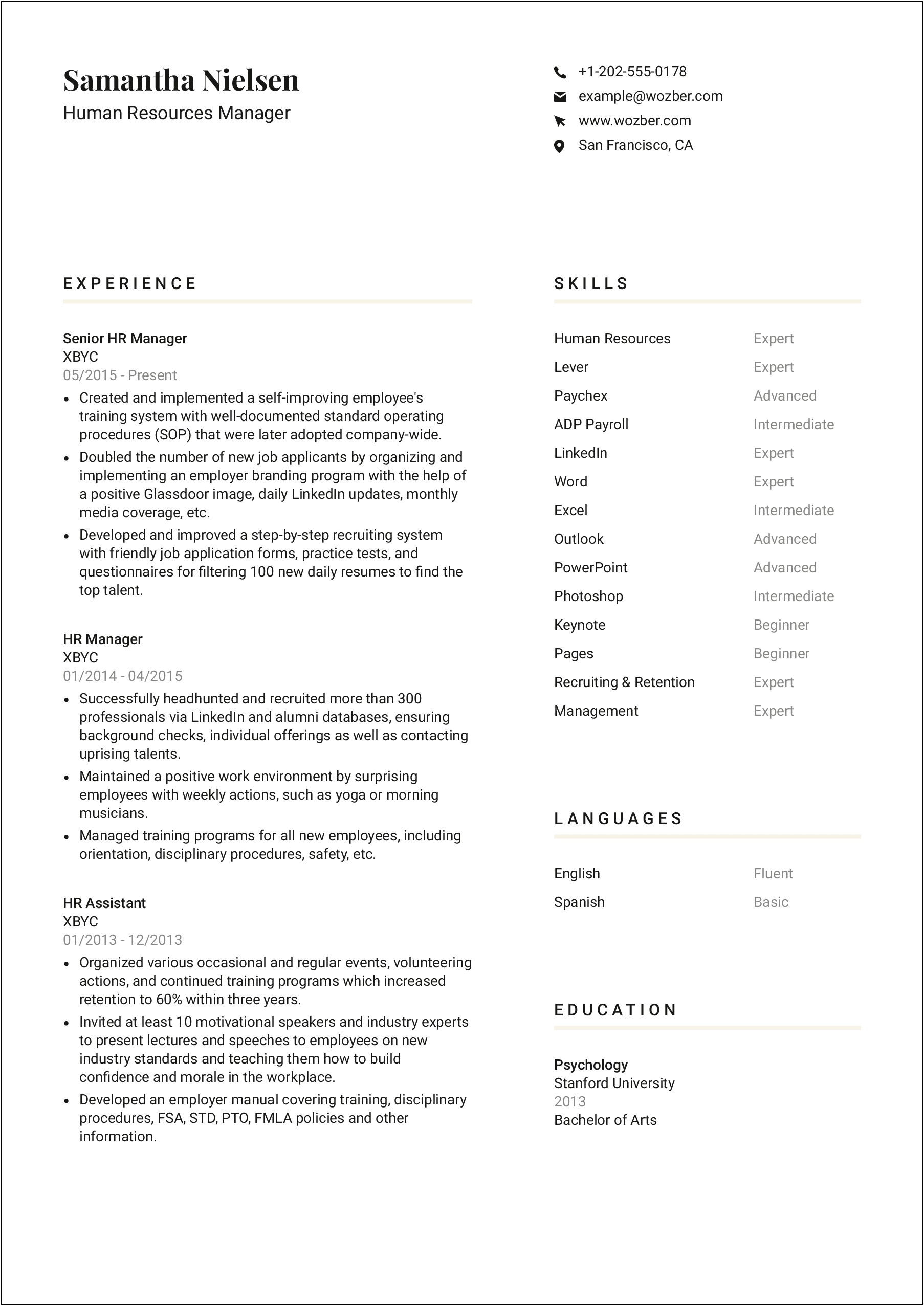 Human Resources Work From Home Resume Templates