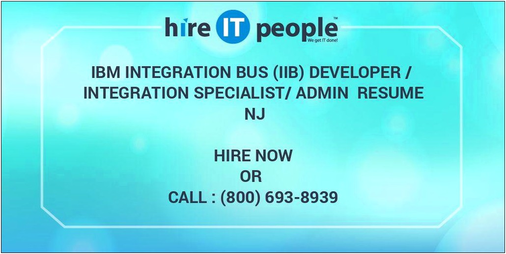 Ibm Integration Bus System Administrator Sample Resume