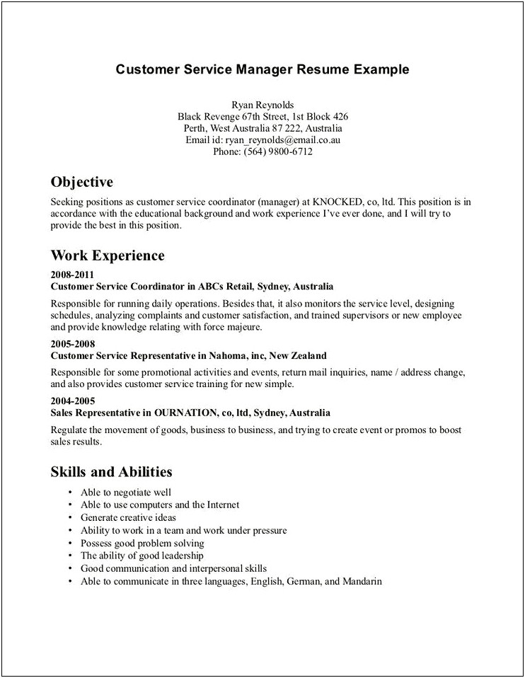 Ideas For Personal Skills For Resume