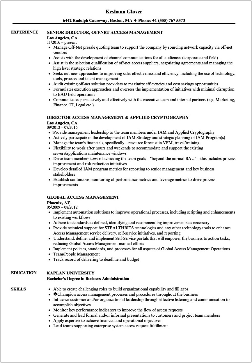 Identity Access Management Business Analyst Resume