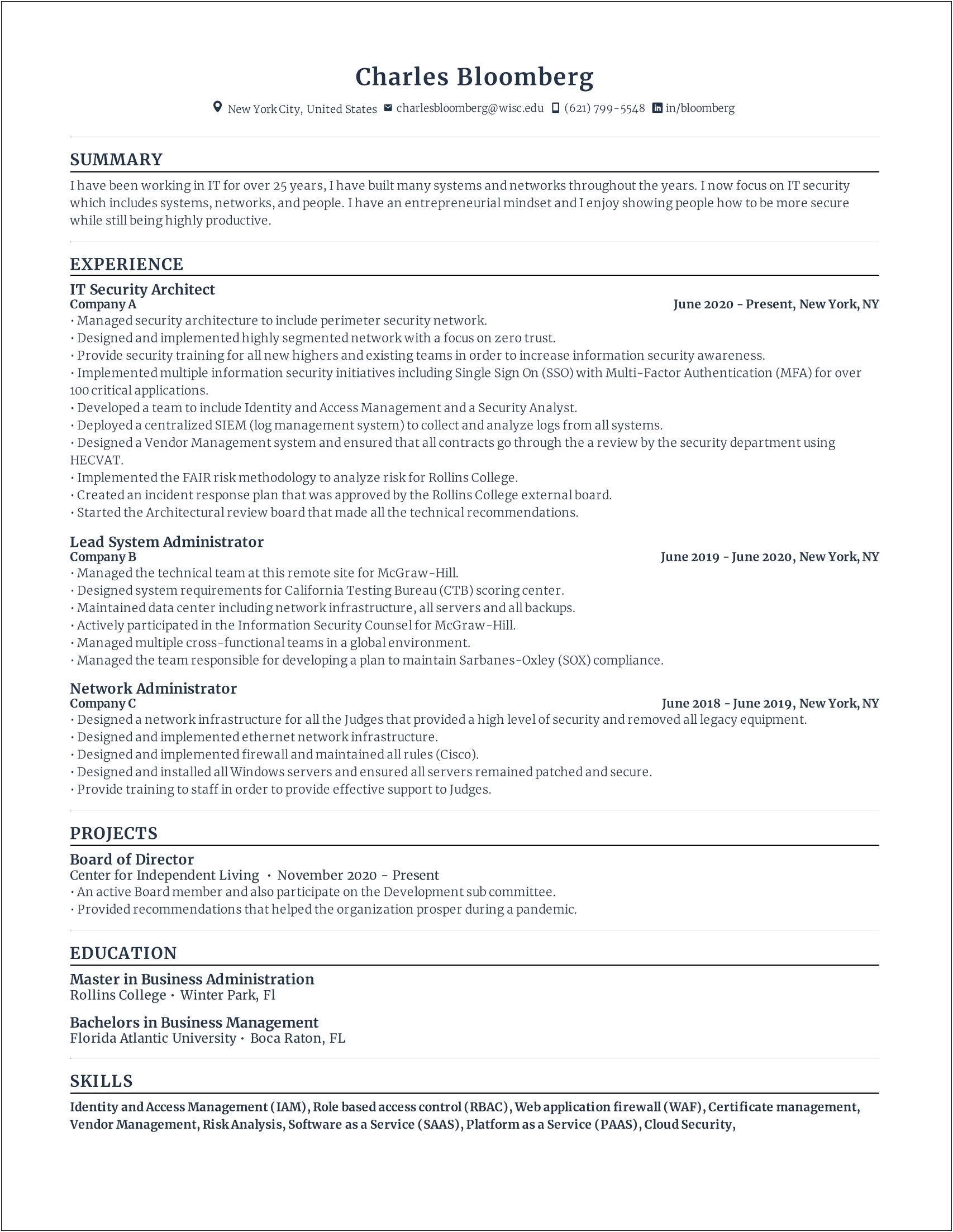 Identity And Access Manager Resume Samples