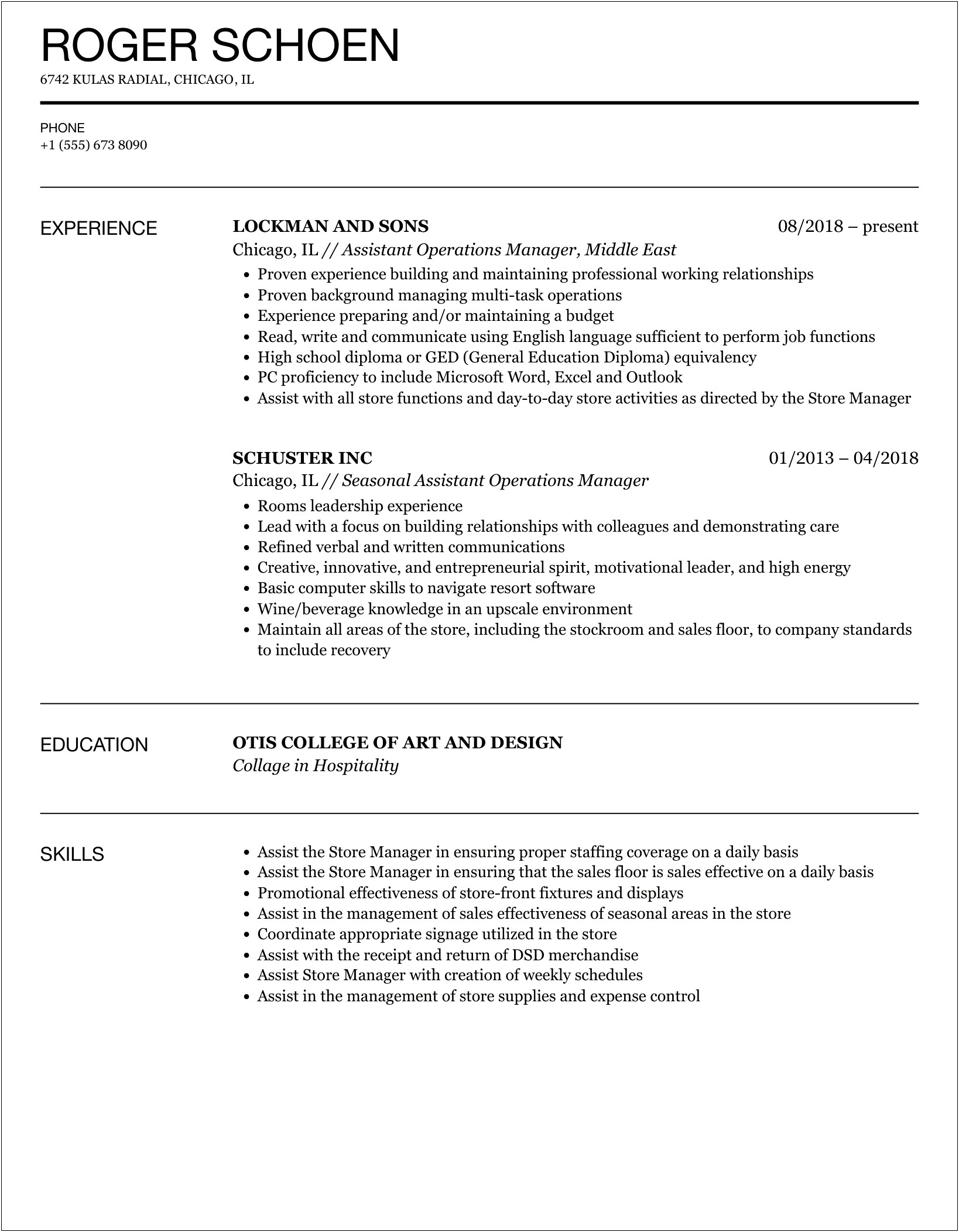 Images Of Assistant Operations Management Resume Sample