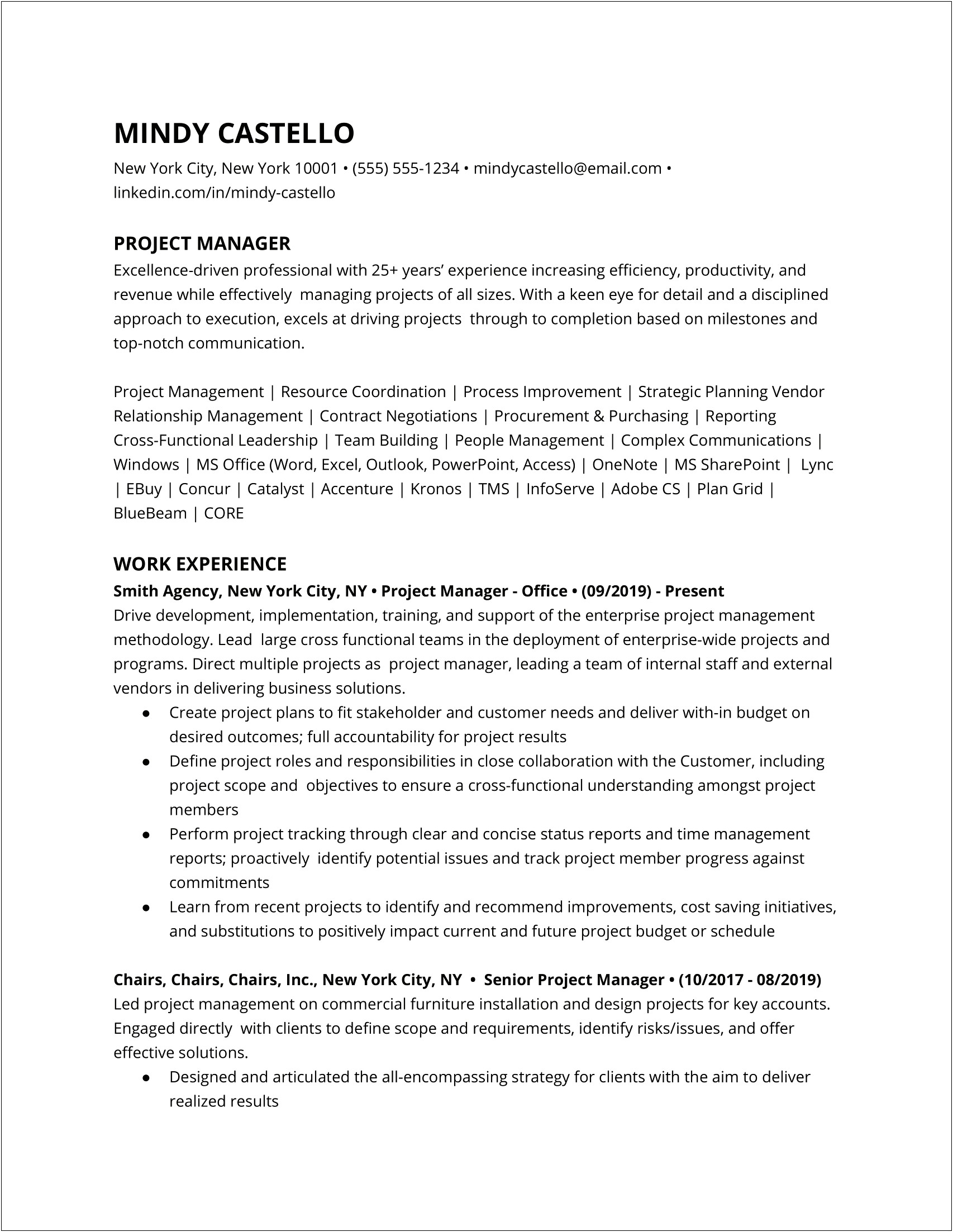 Important Items To Include In Project Manager Resume