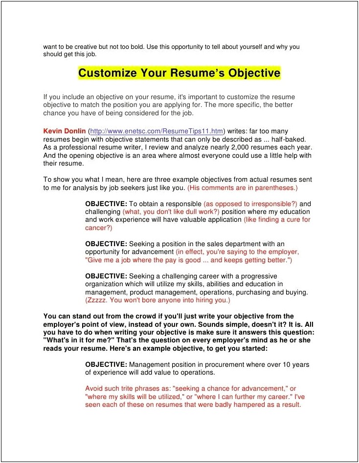 Include Objective In Resume Or Not