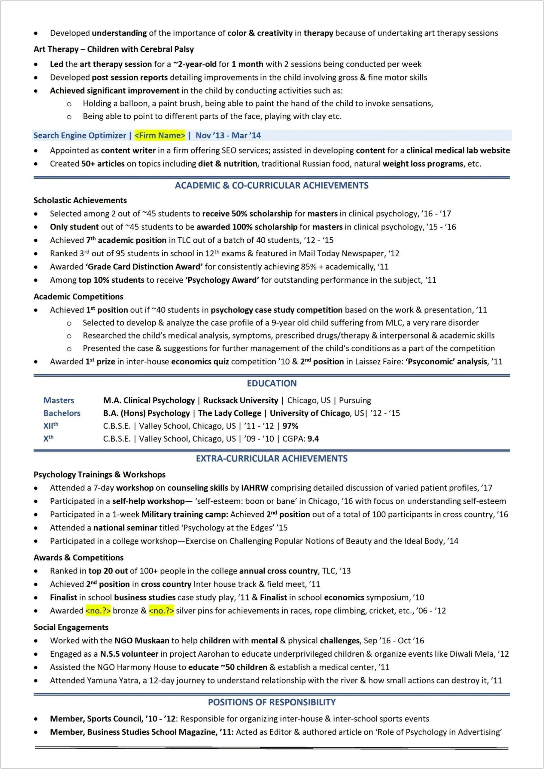 Include Professional Experience In Scholarship Resume