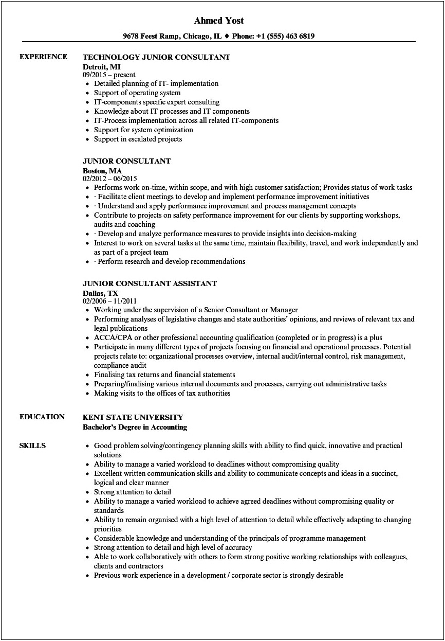 Including Project Descriptions In Consulting Resume