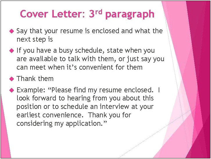 Including Resume Enclosed On Cover Letter