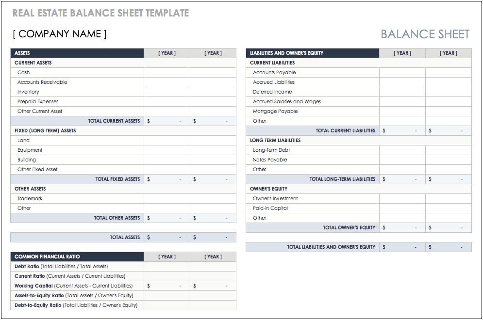 Income Statement And Balance Sheet Template Download