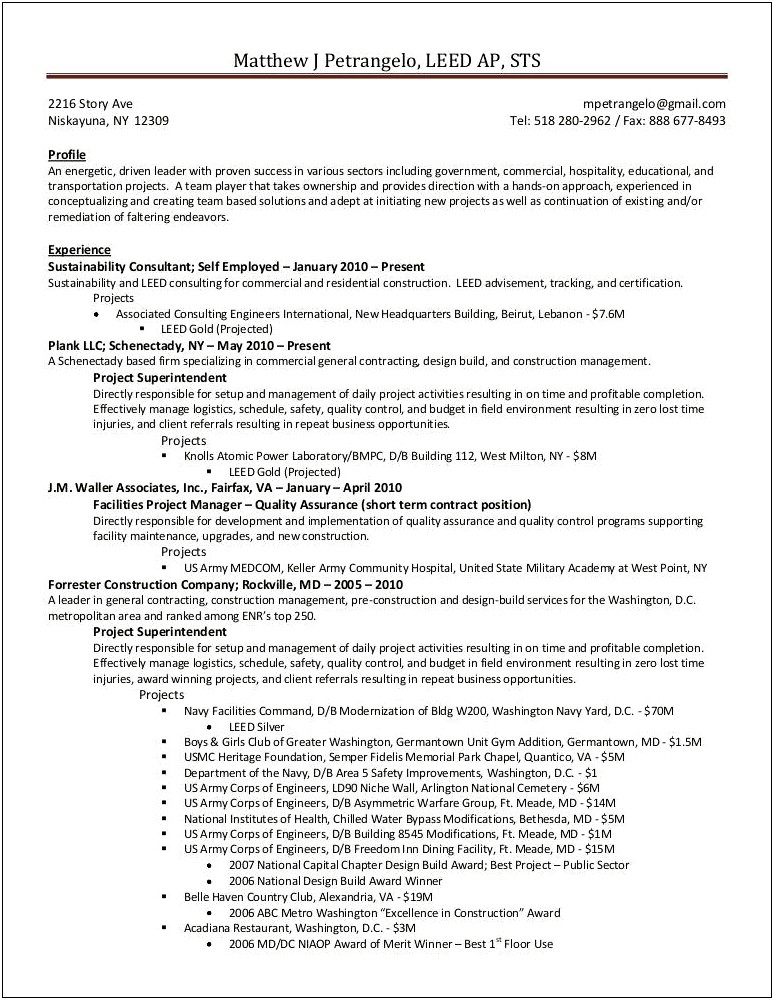 Independent Contractor Self Description For Resume