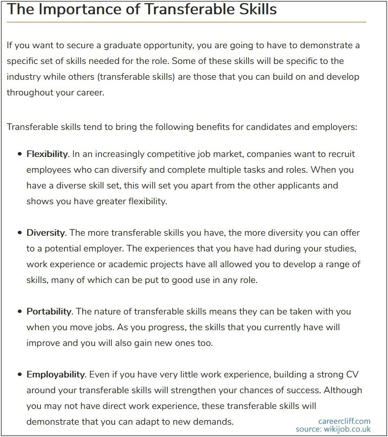 Industry Or Skill Sets For Resume