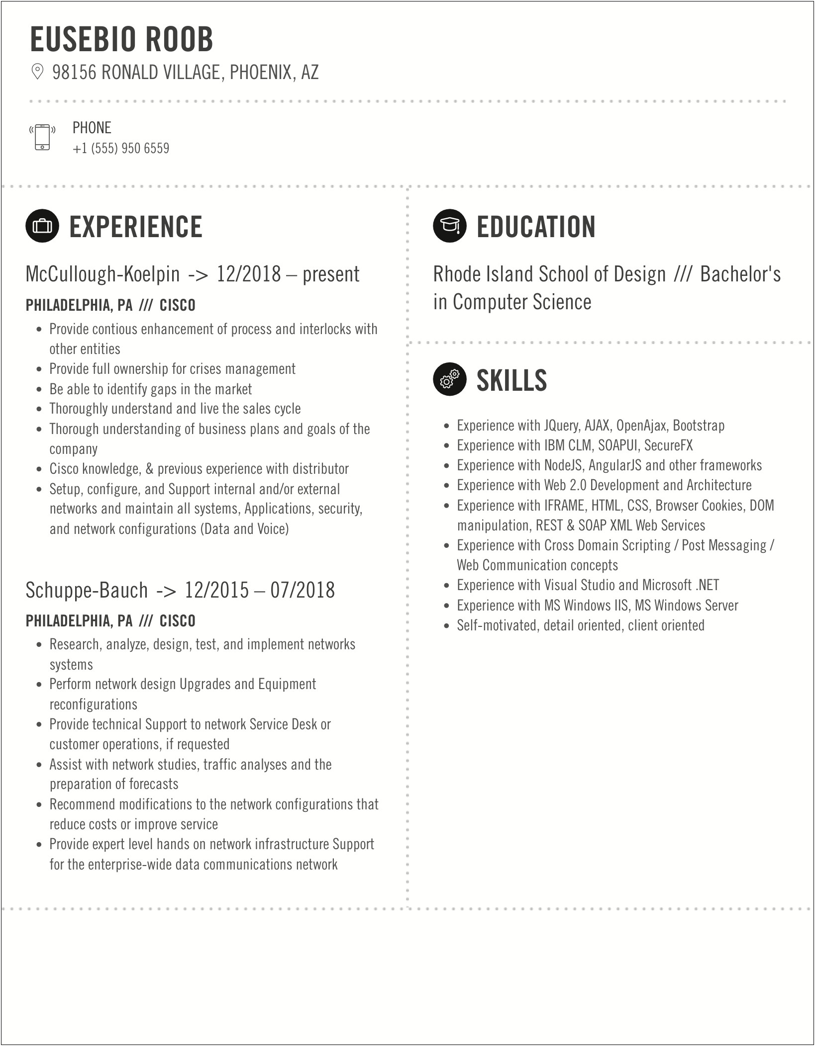 Infographic Examples It Professional Resume Cisco