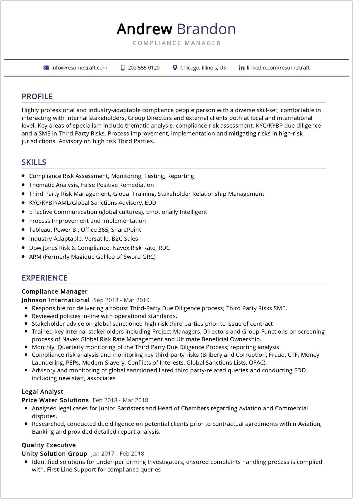 Information Security Risk Manager Resume Examples