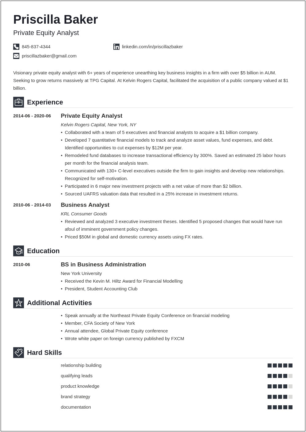 Investment Banking Student Club Description For Resume