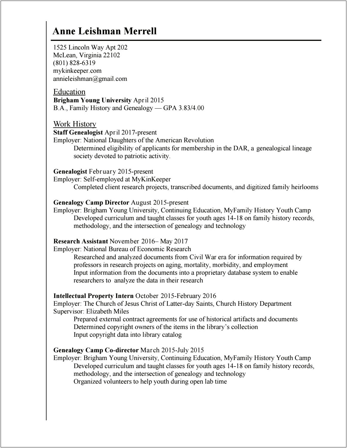 Is Genealogy Good On A Resume