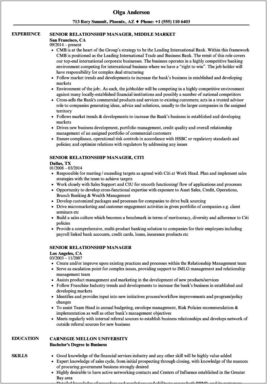 It Business Relationship Manager Resume Sample