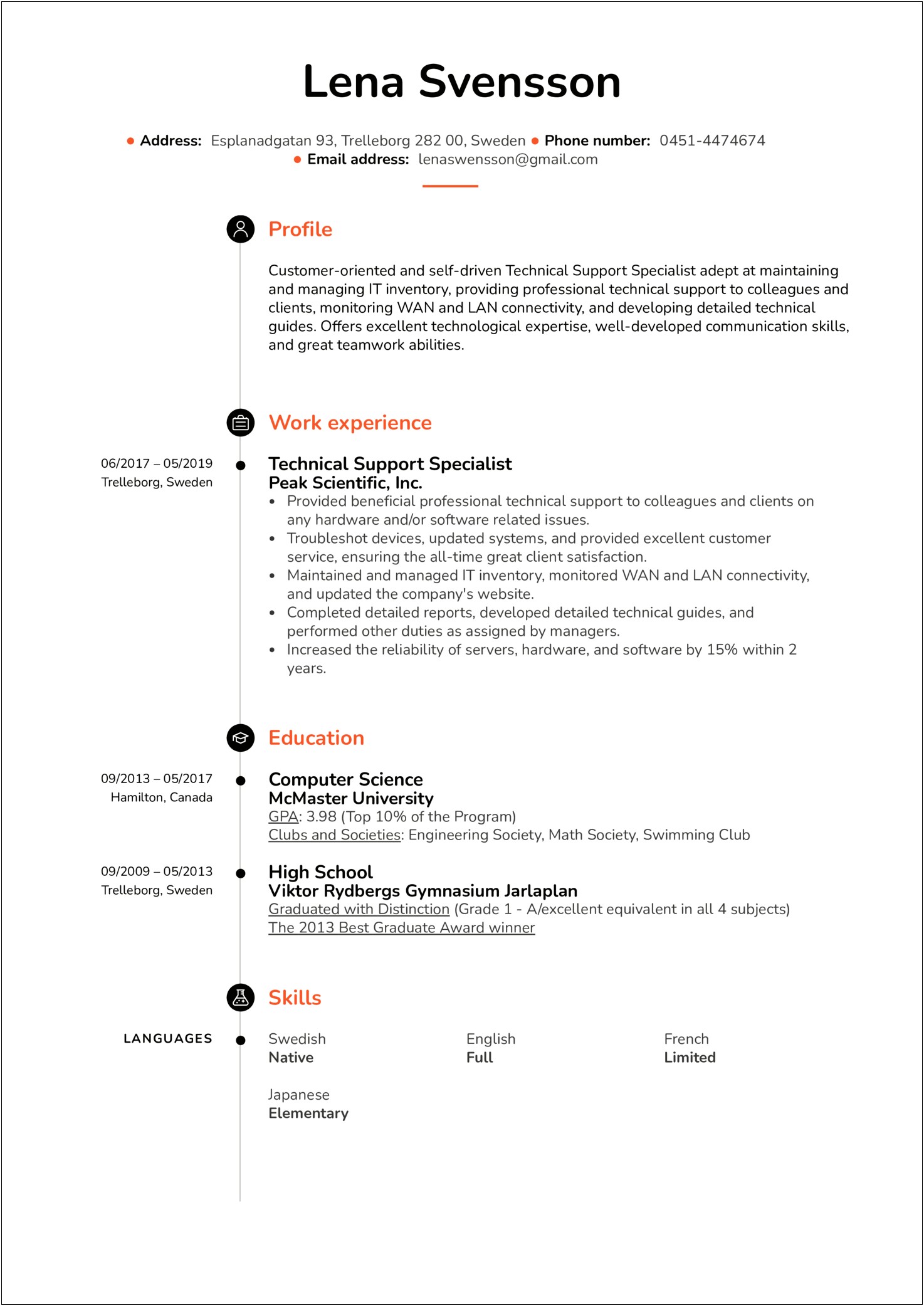 It Helpdesk Support Great Resume Examples