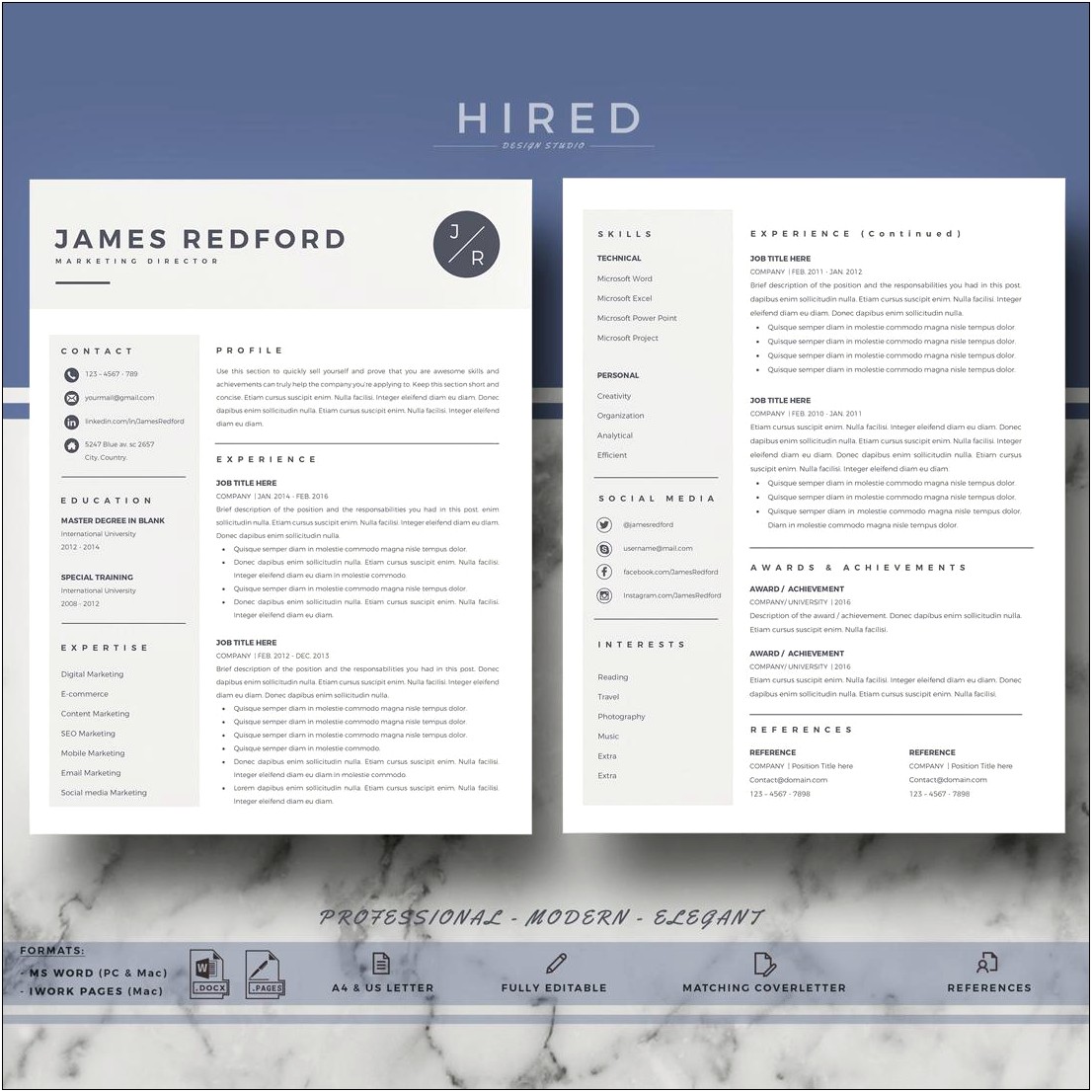 It Project Manager Resume Page Template Mac