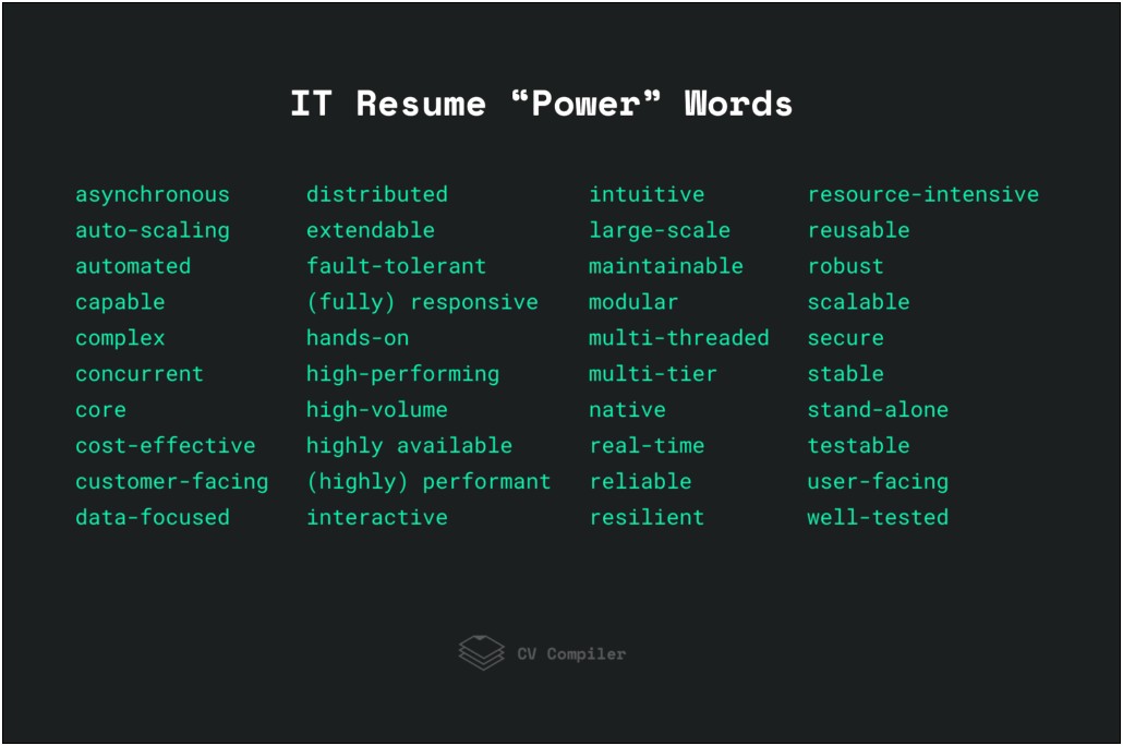 It Resume Power Words And Phrases