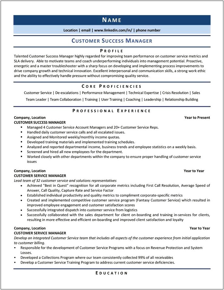 It Service Management Team Lead Resume