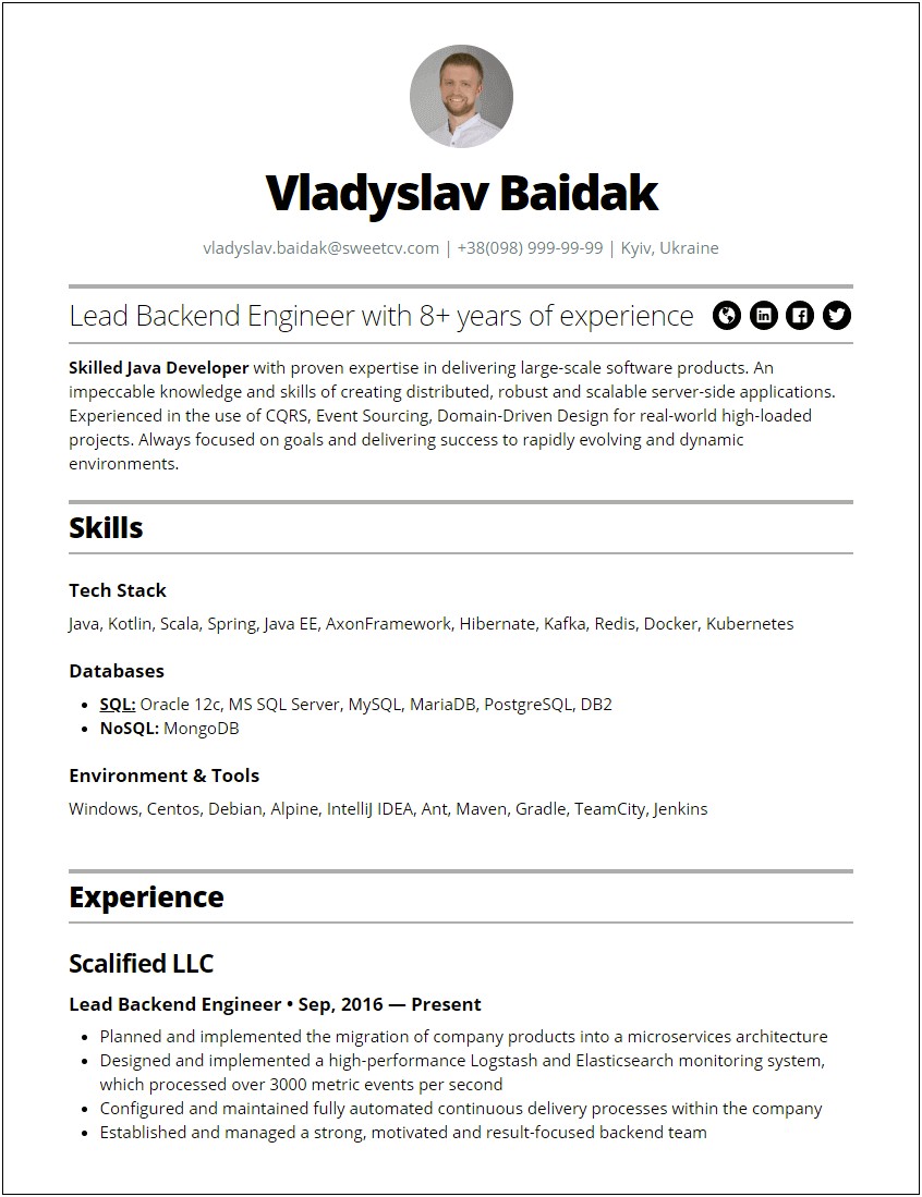 Java Developer Resume 8 Years Experience With Spring