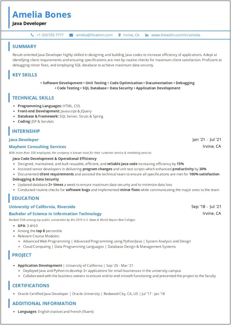 Java Experience Resume With 3 Years