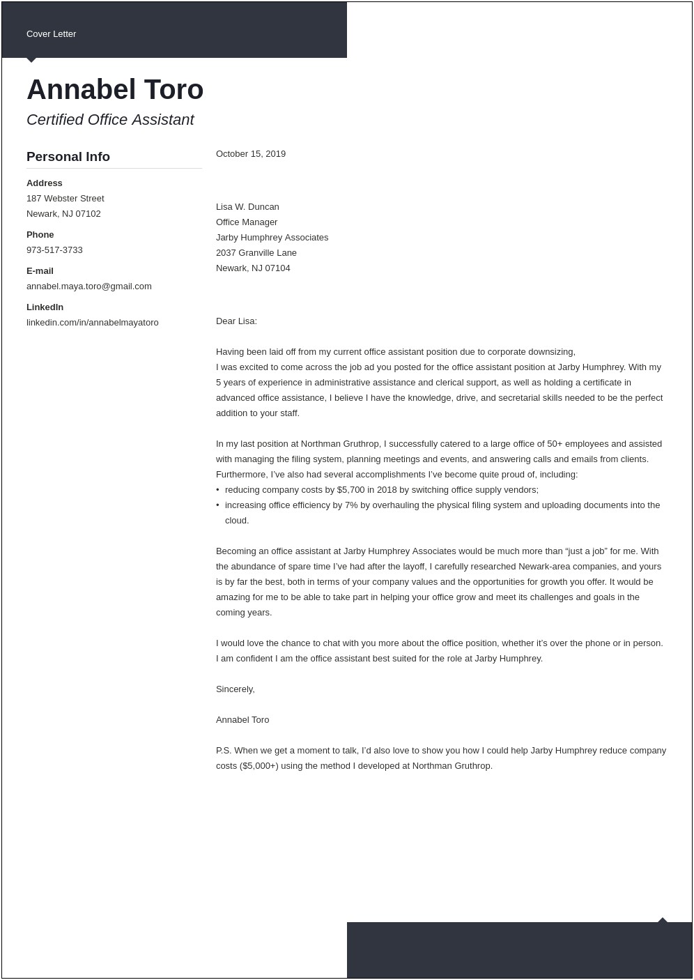 Job Application Resume Cover Letter Examples