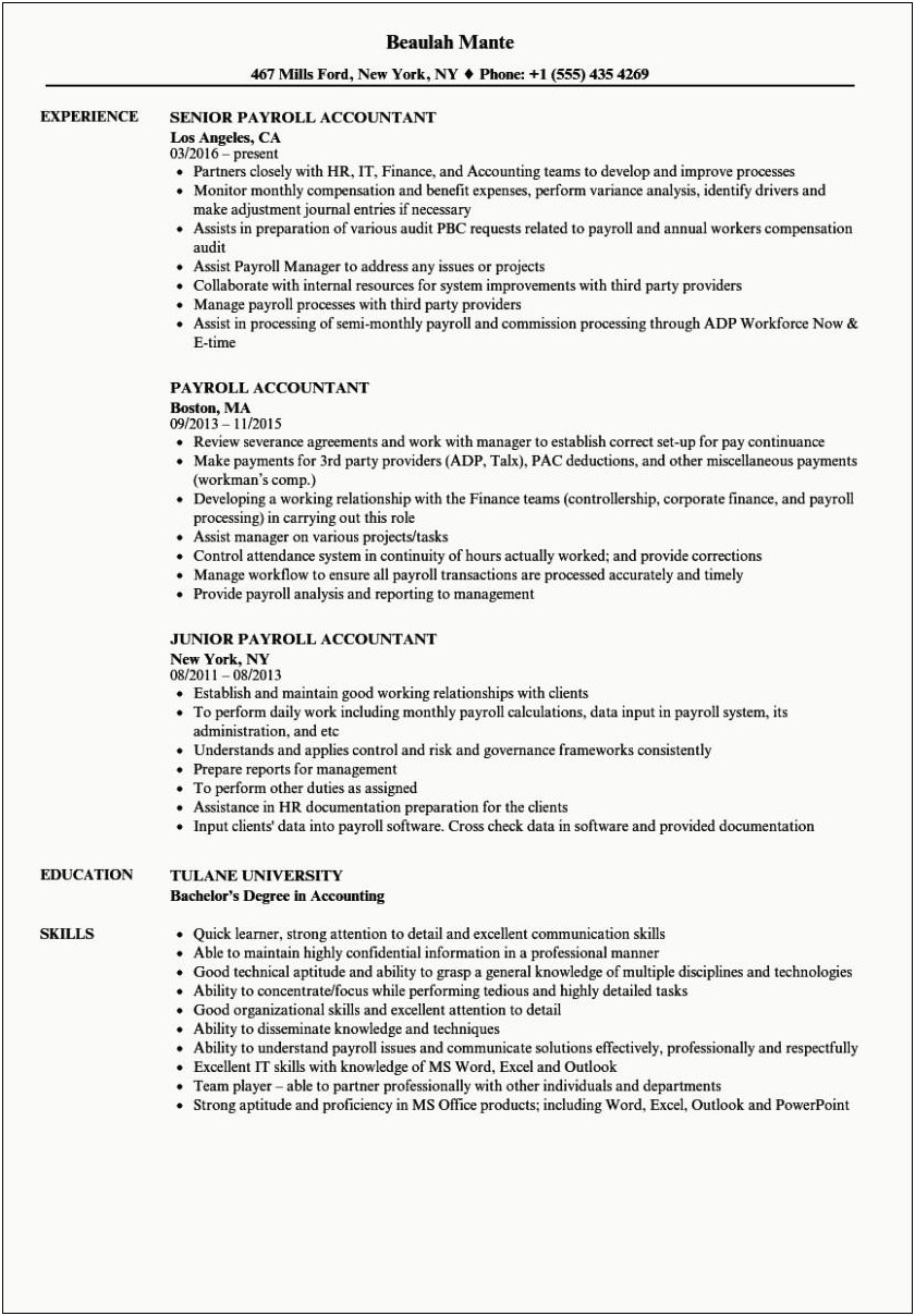 Job Description For Staff Accountant On Resume