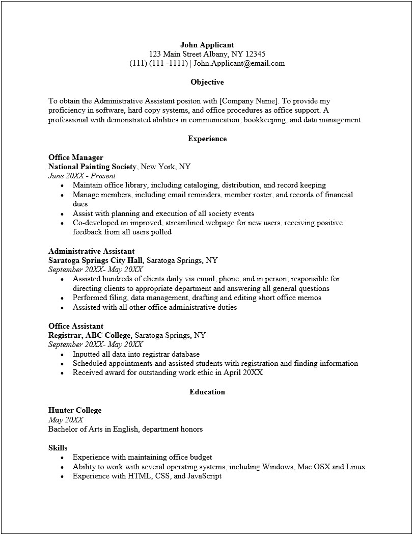 Job Duties Of Office Manager Resume Examles