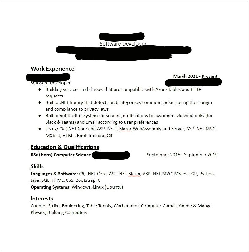 Job For 6 Months On Resume