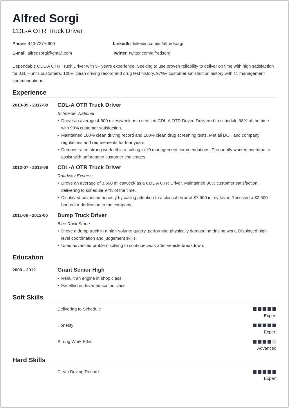 Job Objective Example Resume For Transit City