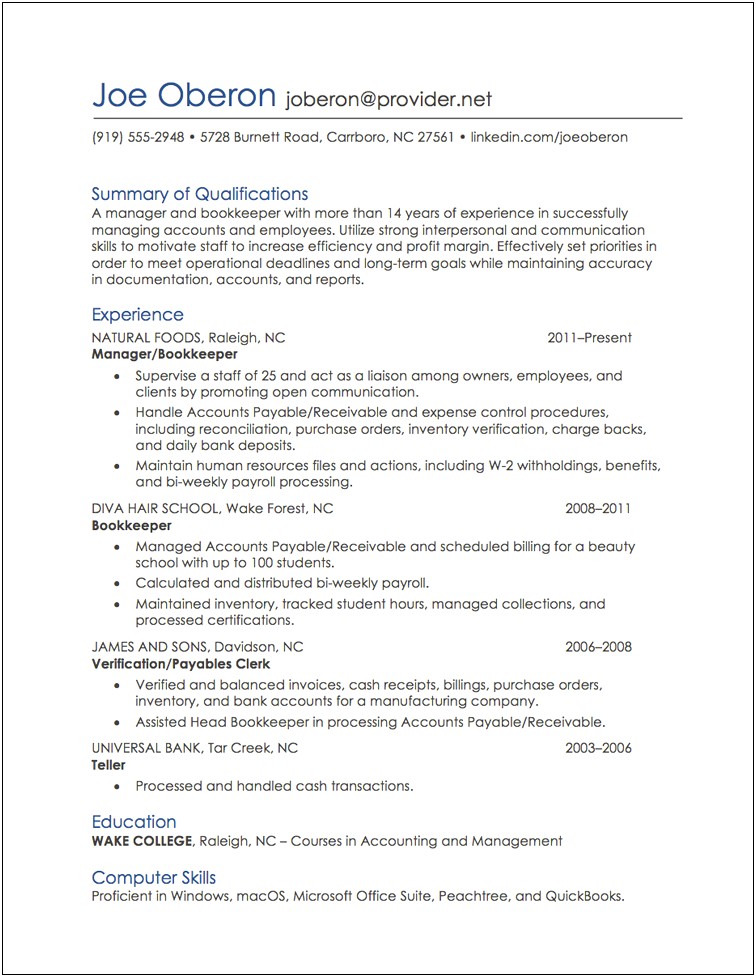 Job Resume Have To Be Chronological