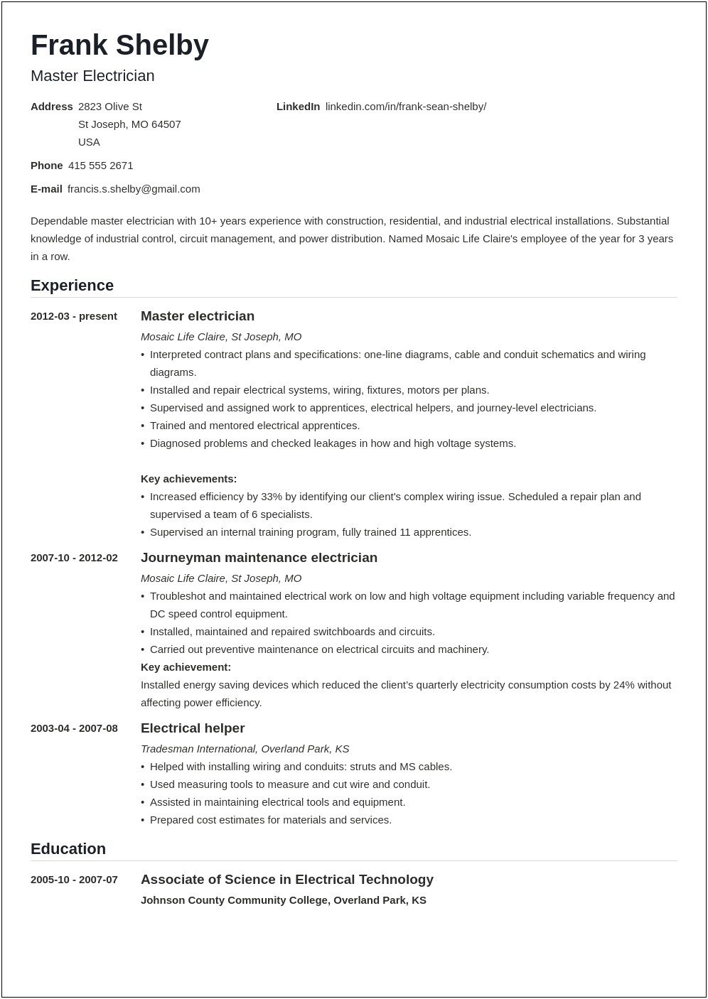 Job Summary For Resume Examples For Apprentice