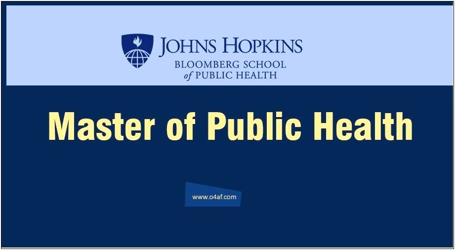 Johns Hopkins Bloomberg School Of Public Health Resume