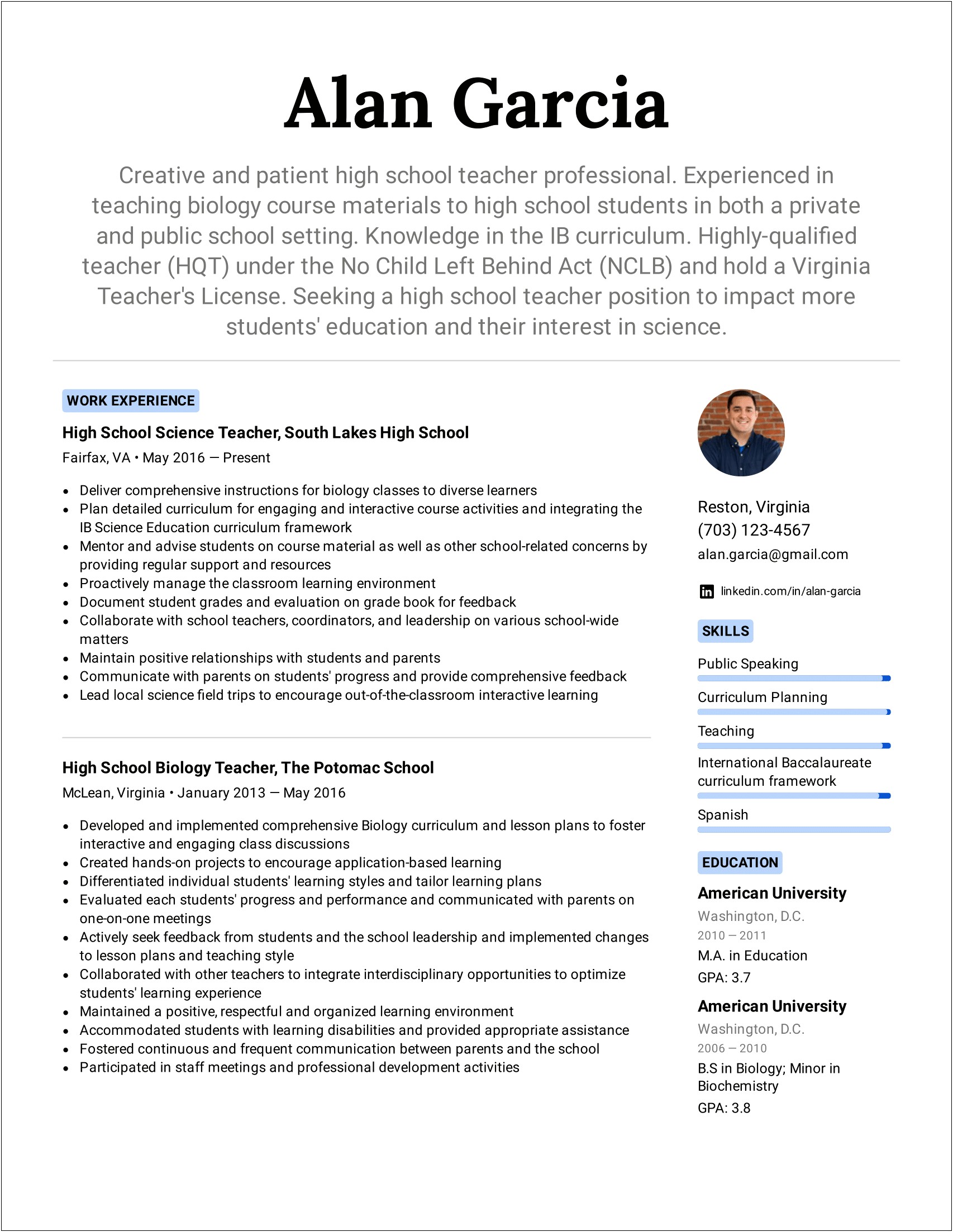 Just Got Out Of High School Resume