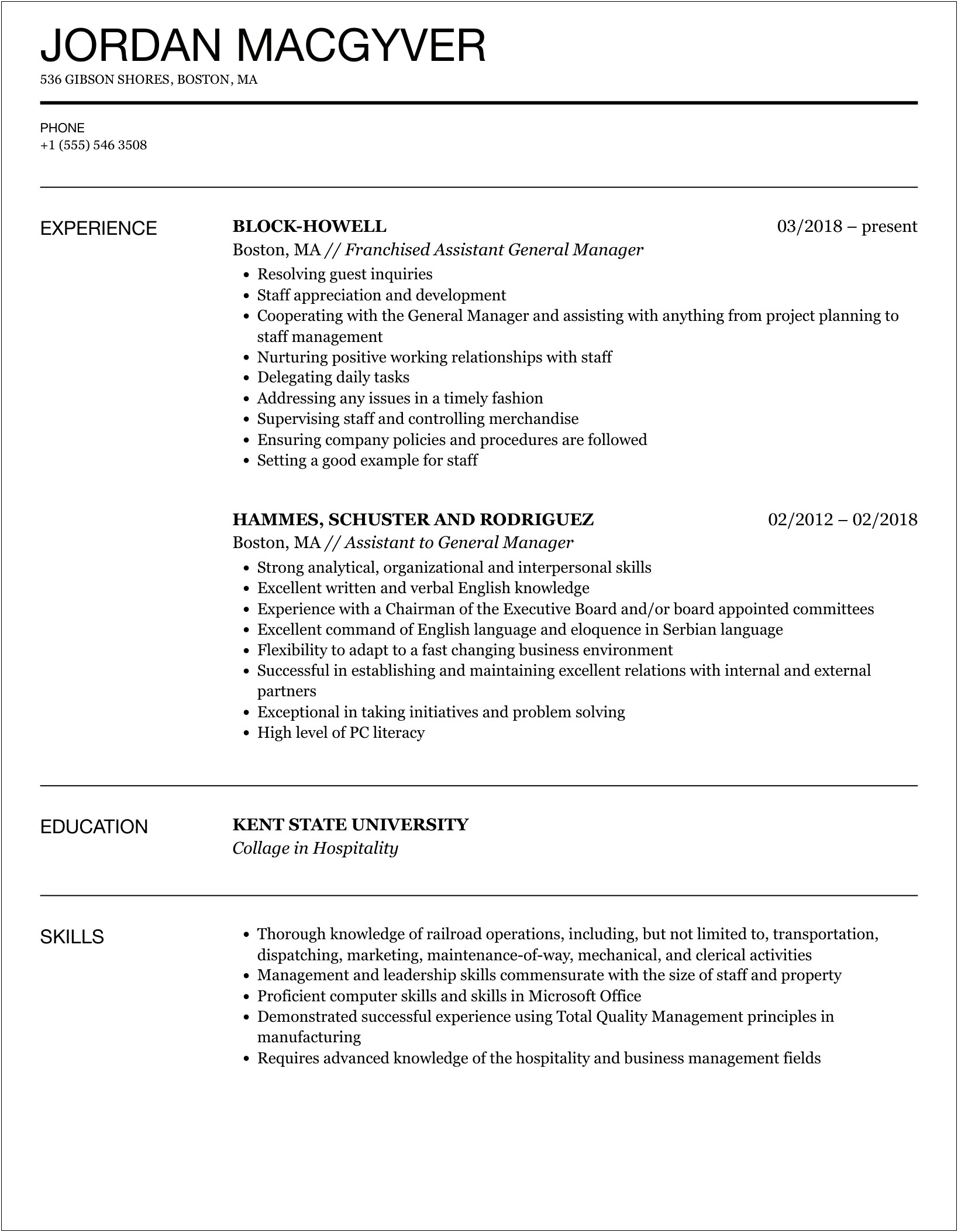 Just Tires Store Manager Resume Responsibilities