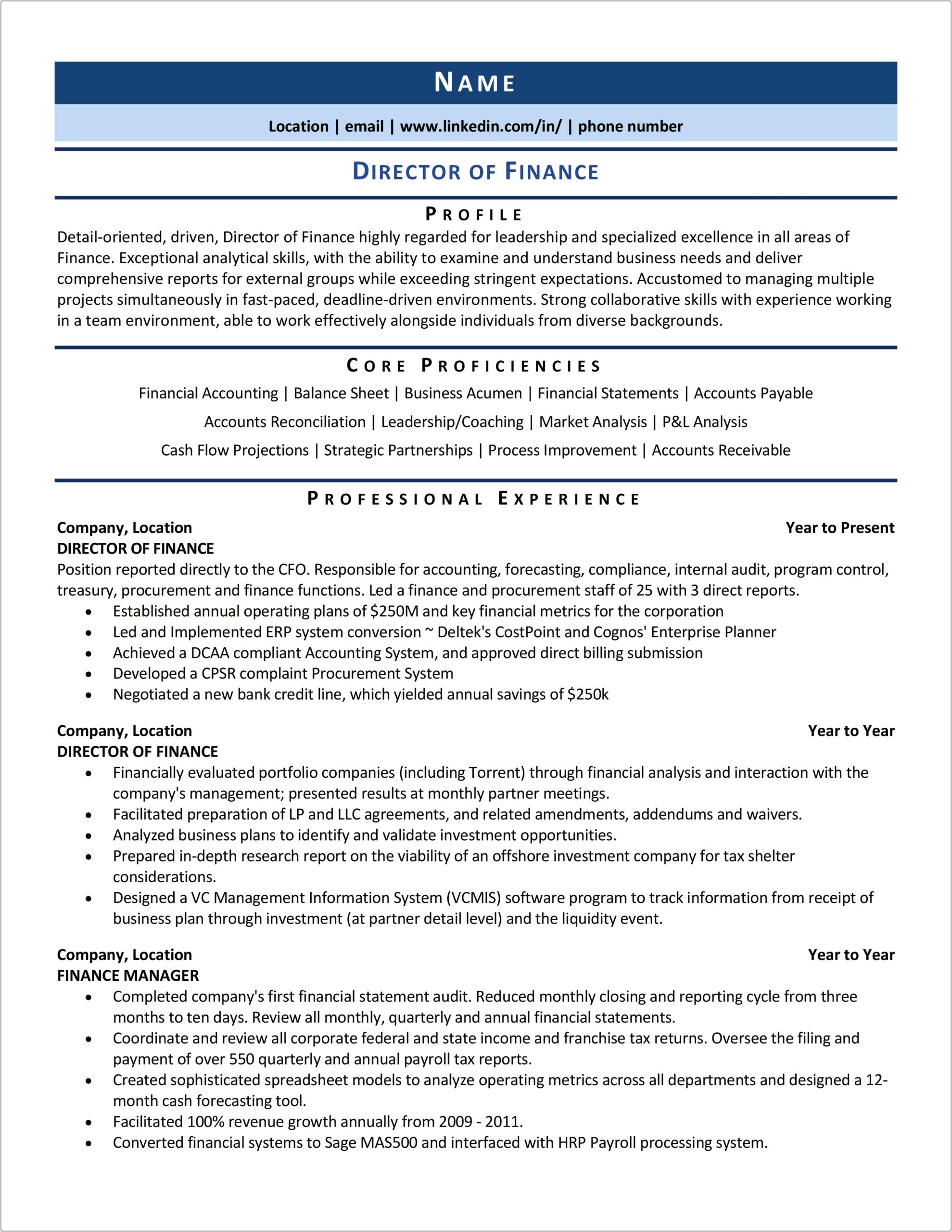 Key Skills For Accounting And Finance Resume