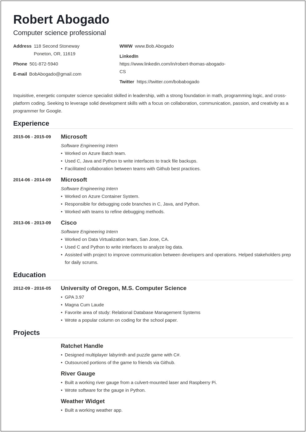 Key Skills For Computer Science Resume
