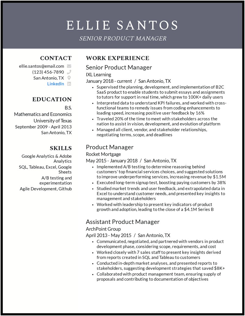 Key Skills For Product Manager For Resume