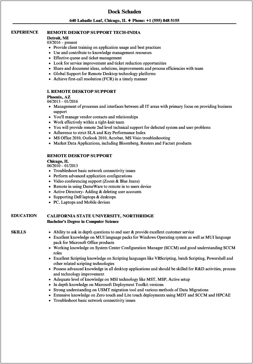 Key Skills For Technical Support Resume