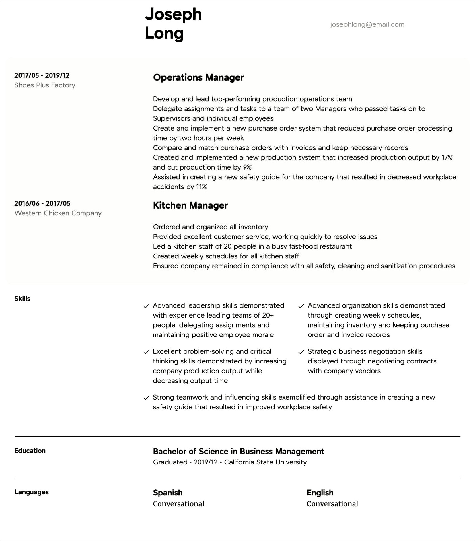 Keywords For An Operations Manager Resume