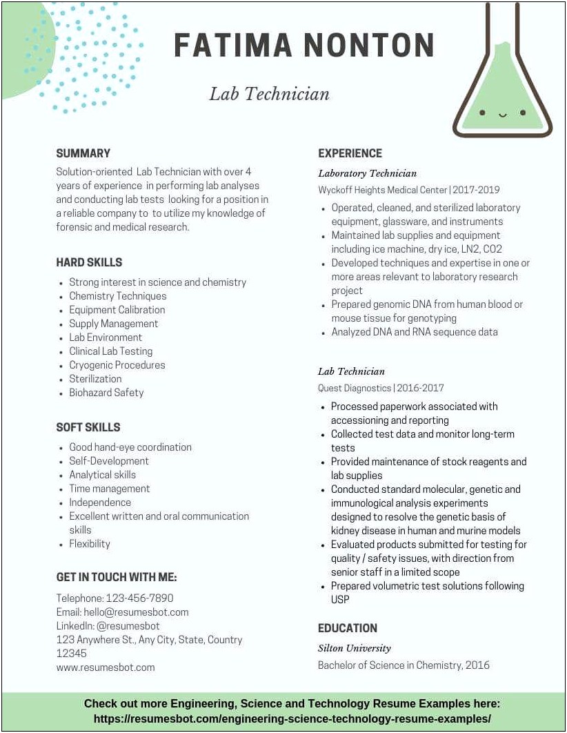 Lab Tech Skills To Put On A Resume