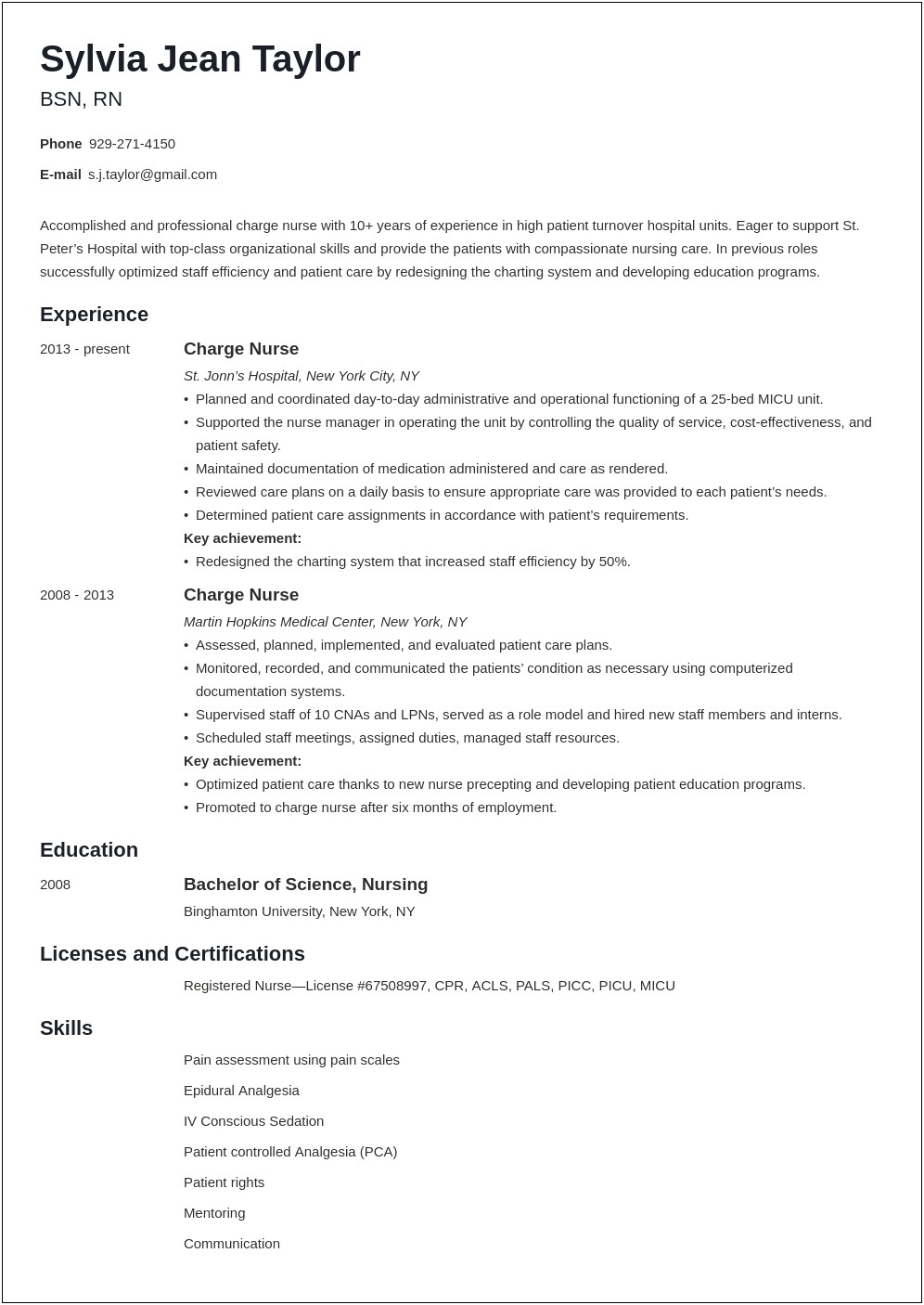 Labor And Delivery Job Description For Resume