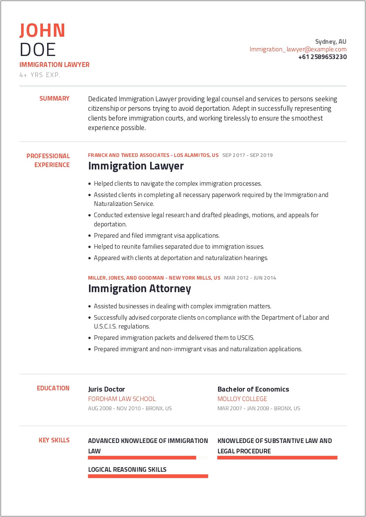 Labor And Employment Attorney Resume Sample