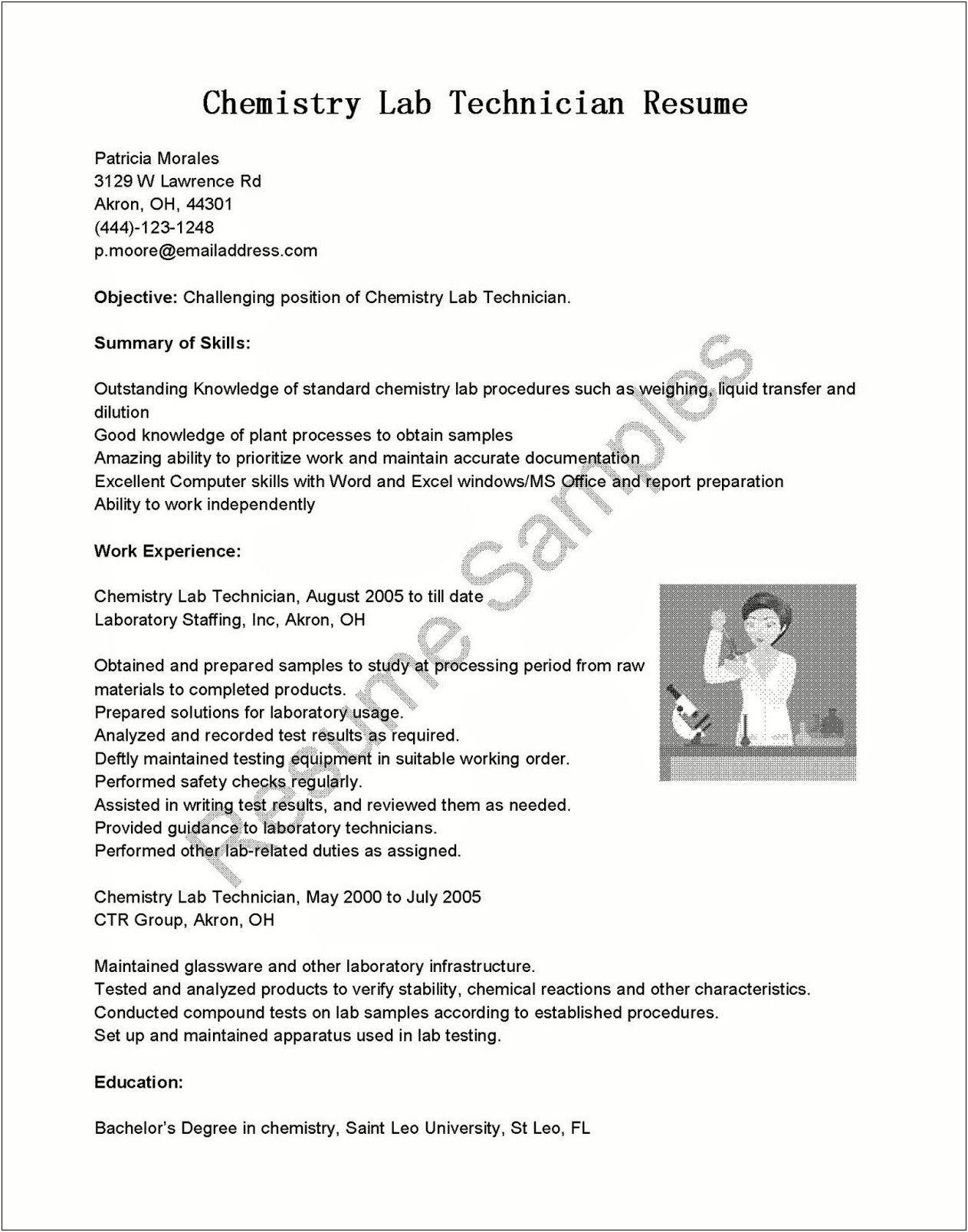 Laboratory Skills To Have In Resume