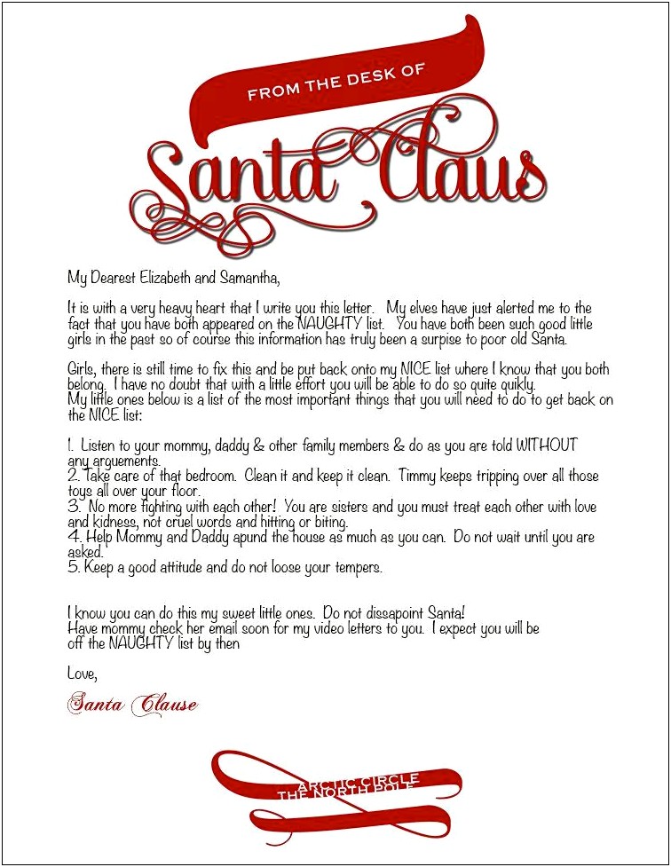 Letter From Santa Template Word Download